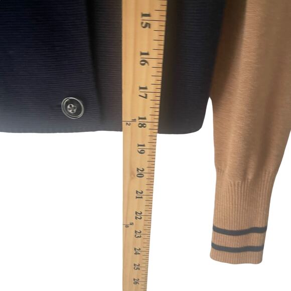 Cabi Women's Size Small Colorblock Preppy Blue Tan Cardigan Sweater - Picture 8 of 8